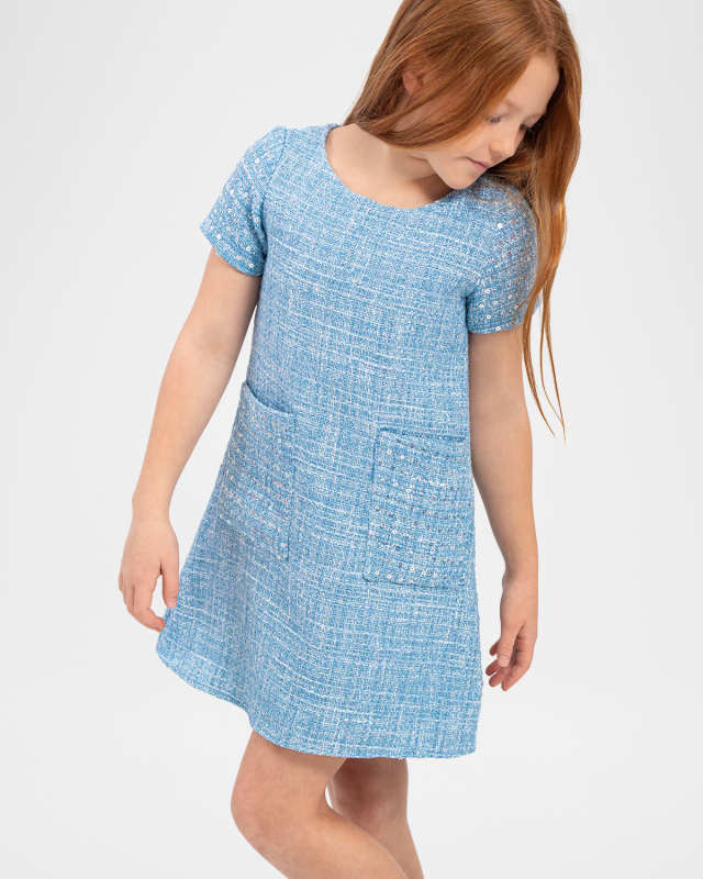 Girl's Hadley Tweed Shift Dress, Size 7-16